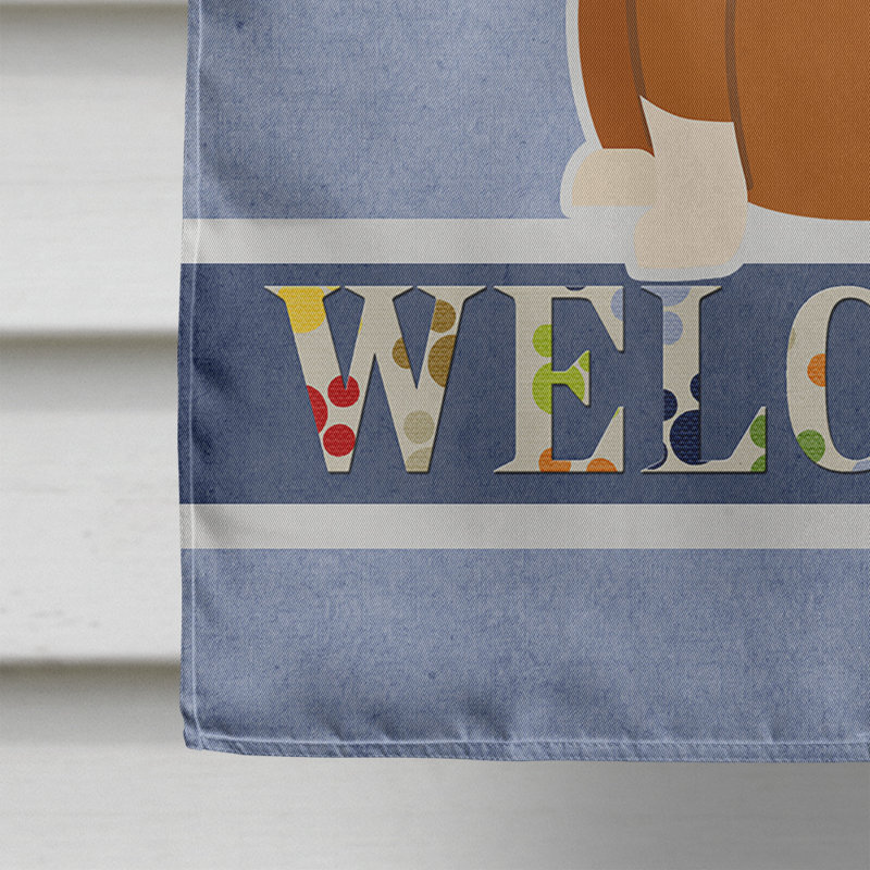 Polyester 2 côtés 40 x 28 po welcome drapeau maison, Bull terrier roux assis