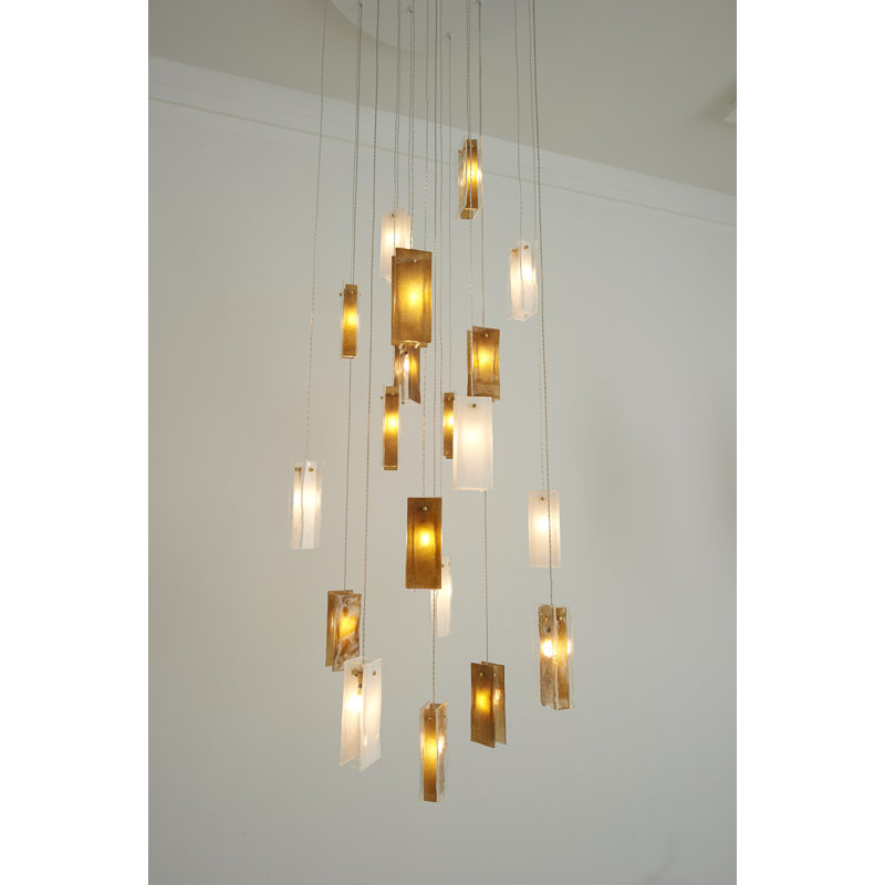 25 - Light Cluster Globe Pendant, White/Clear/Amber, 19