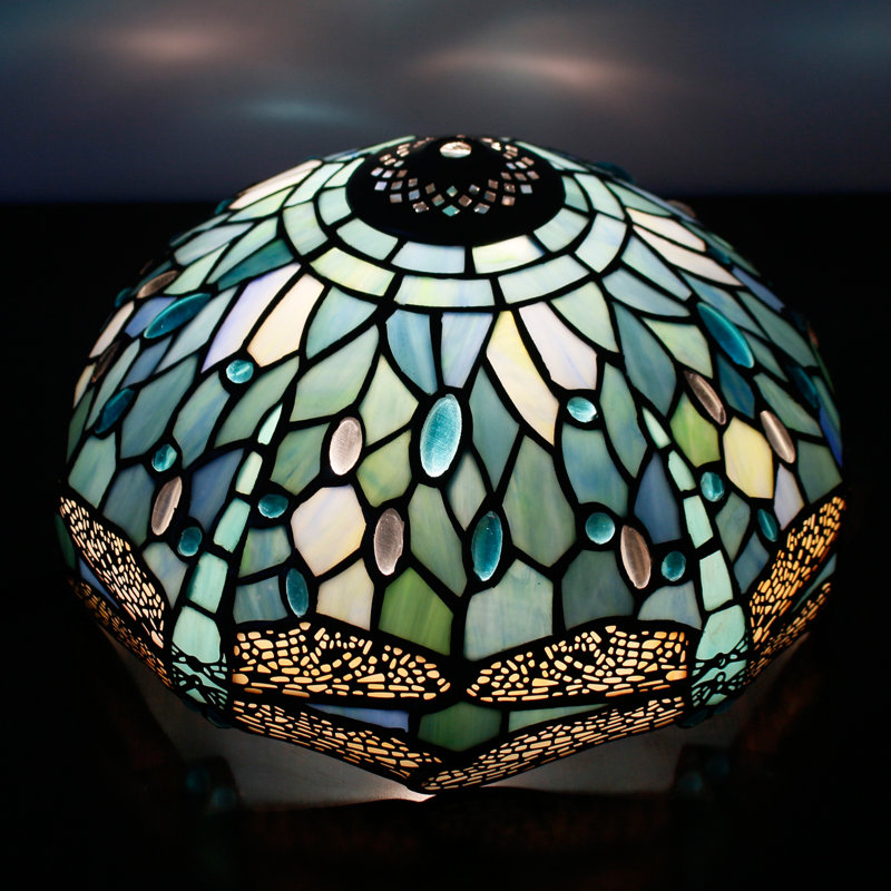Sea Blue Stained Glass Dragonfly Style Tiffany Lamp Shade