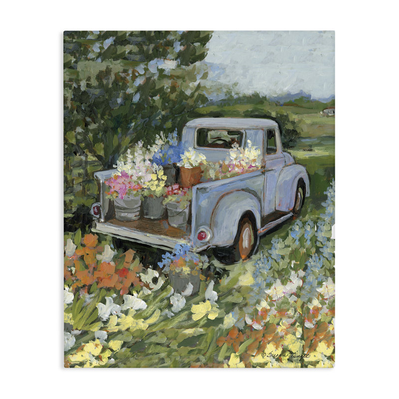 Camion sur le champ avec des fleurs, conception par Susan Winget, H 48 po x l 36 po