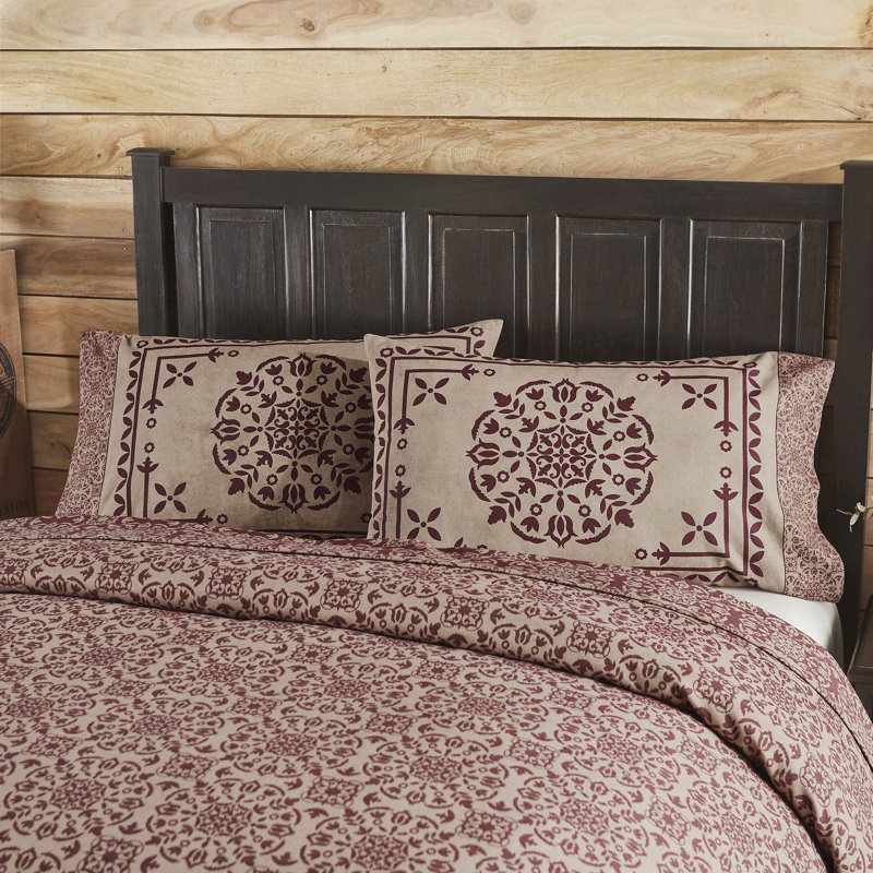Custom House Cotton Blend Twill Geometric - Set of 2, Standard, Burgundy