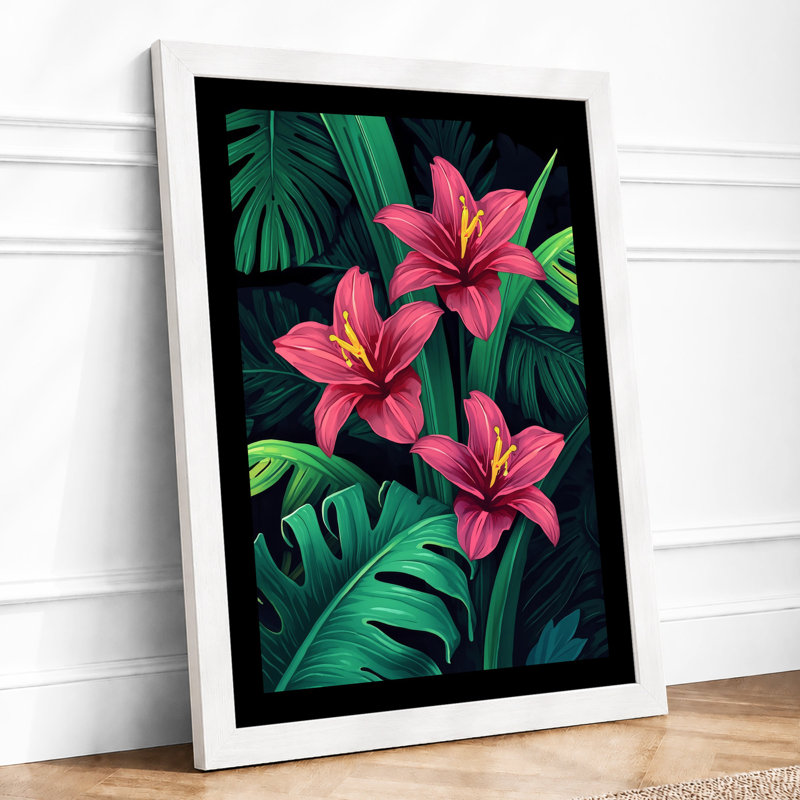 Lilies In Bloom Tropical - Print, A1 - 84.1 x 59.4 cm, White