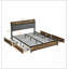 King Size Bed Frame With Storage Headboard, Charging Station, 4 Drawers, And LED Lights In Brown And Grey