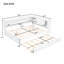Lit de jour en bois pleine grandeur avec espaces de rangement pratiques, prise, bande à DEL et lit gigogne - Rangement de mobilier fonctionnel et confortable pour chambre à coucher, à DEL, en blanc, un ajout polyvalent à votre maison-1614906331