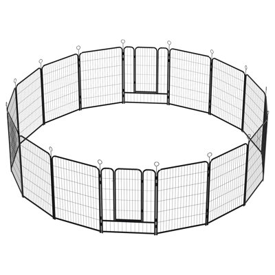 40" Tall Heavy Duty Metal Pet Exercise Pen, 16 Panels With Self - Locking Gate, Adjustable Shape, Rust , No Tools Setup Automatic Gravity For Indoor And Outdoor, Layout,