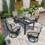 Chaise de salle à manger d'extérieur en aluminium avec ensemble Sunbrella Reshay (ensemble de 2)-748843471
