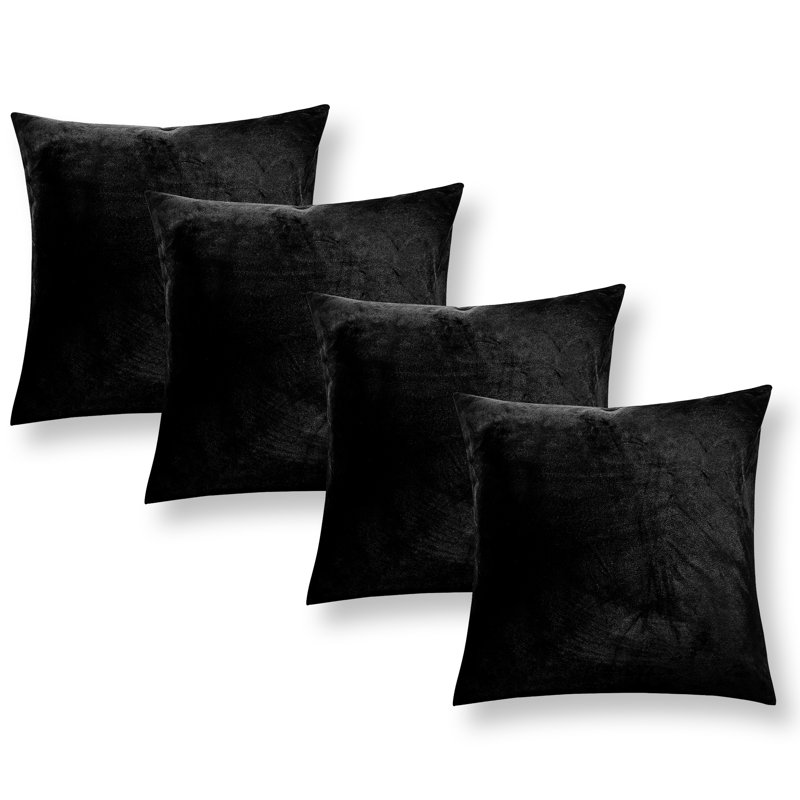 Apex Crushed Velvet Cushion Cover Set, Black