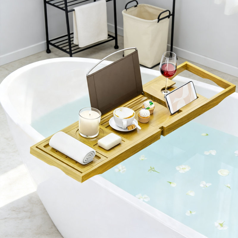 Plateau de baignoire extensible en bambou