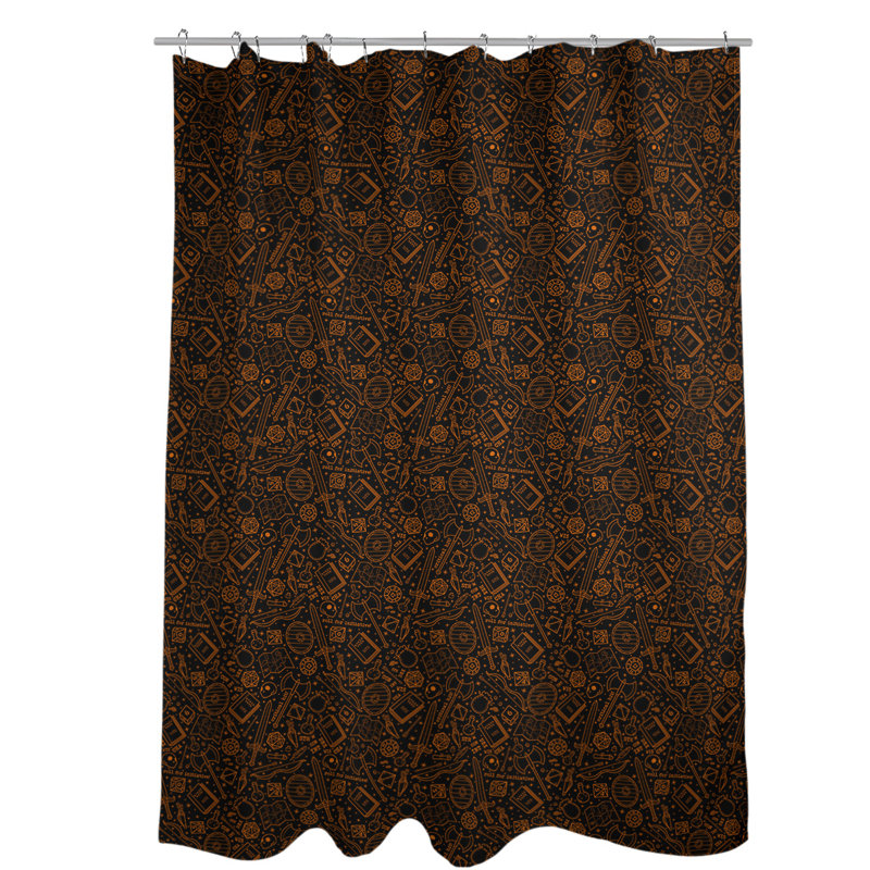 Rideau de douche simple classique RPG, Orange, noir, gris
