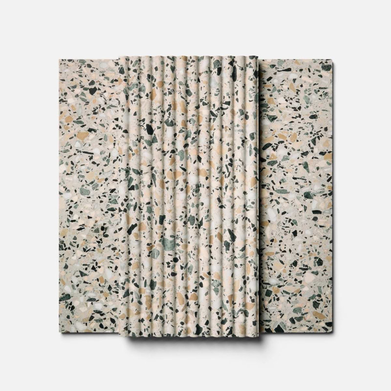 Terrazzo Italy Fluted Honed Terrazzo Tile, Cava Terra Beige