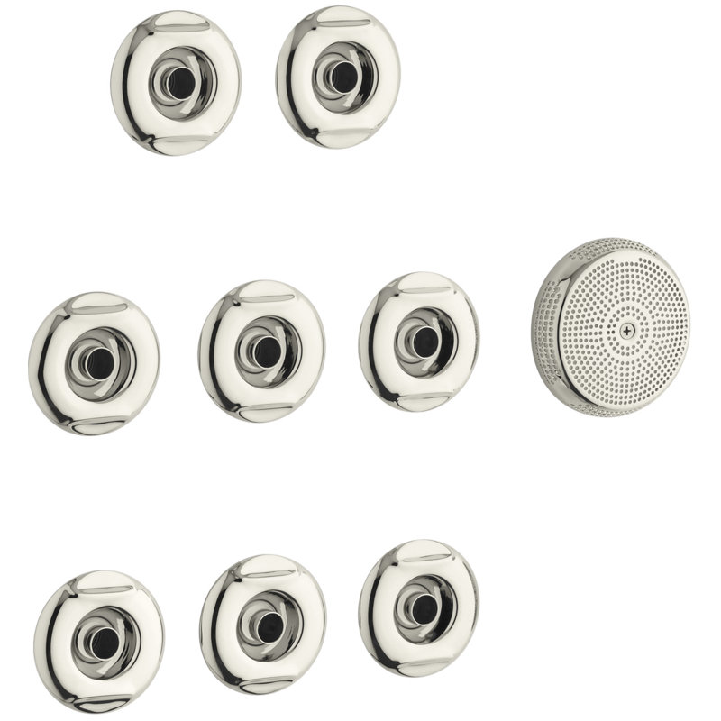 Flexjet Whirlpool Trim Kit with Eight Jets, Vibrant Polished Nickel