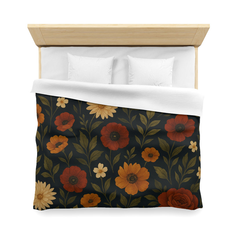 Microfiber Duvet Cover Boho Style, Design 58, King Duvet Cover, White
