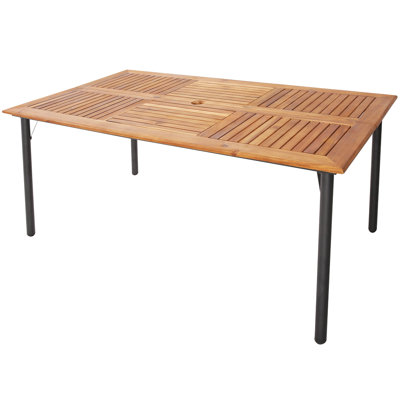Table de salle à manger de patio en bois d'acacia naturel résistant aux intempéries et résistante à la décoloration