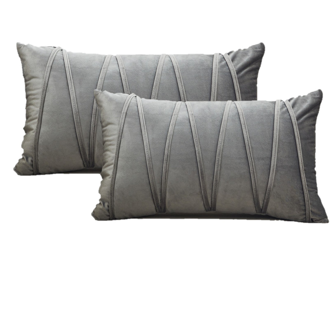 Set Of 2 Throw Pillow Velvet Chevron Lines Cushion Covers (Set of 2) WARISI