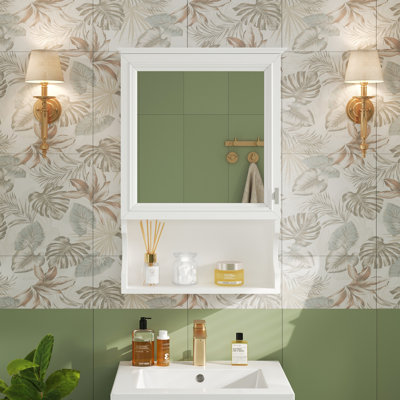 Armoire de salle de bain murale 20 po, demi-lune, charnières à fermeture en douceur, quincaillerie haute qualité de qualité miroir, finition peinte