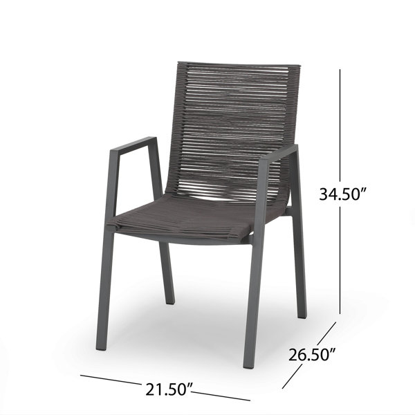 Latitude Run® Outdoor Modern Aluminum Dining Chair With Rope Seat (Set ...