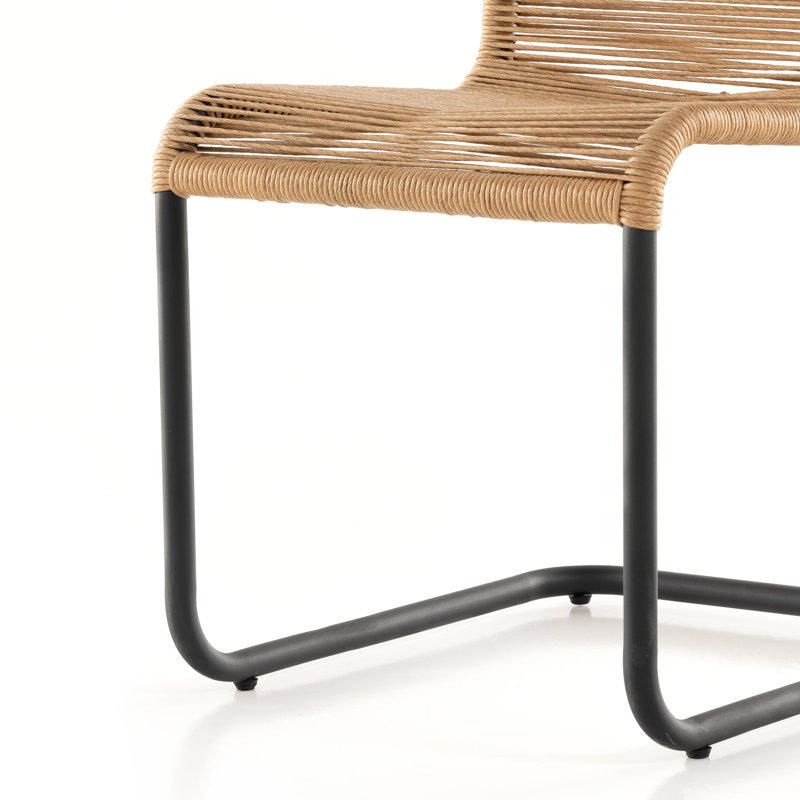 Grover Outdoor Dining Side Chair, Black, Vintage Natural