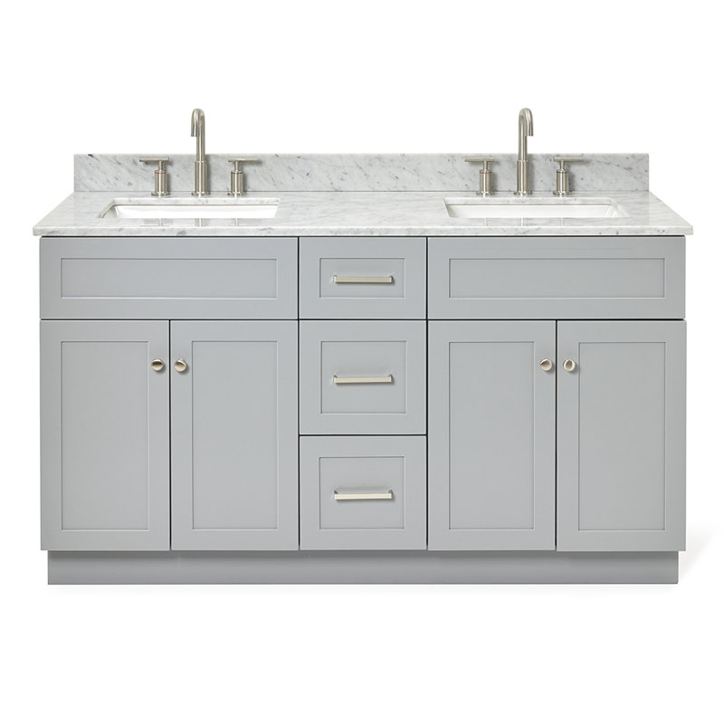 Partham 61" Double Bathroom Vanity Set, Gray