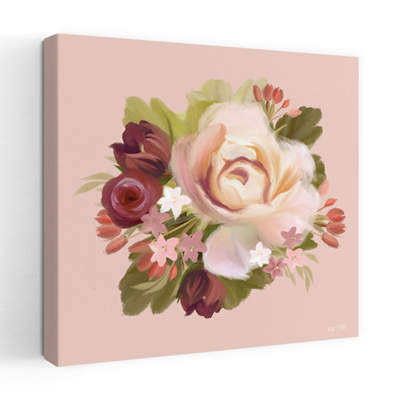 Art floral contemporain Blush Blossoms, H 18 po x l 18 po