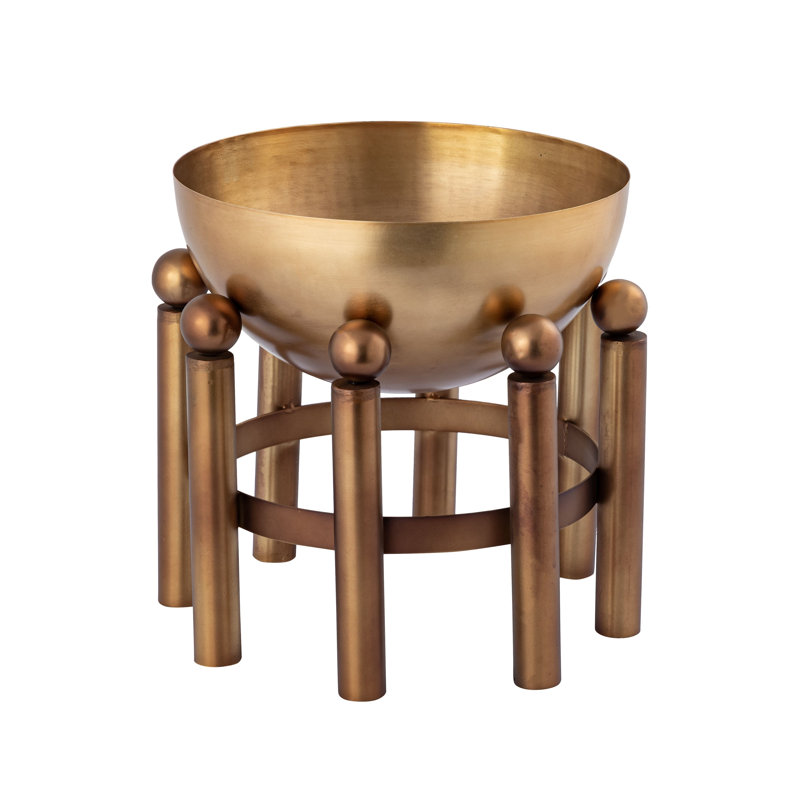 Pot à pieds à piston - grand laiton vieilli, H 17 po x l 18 po x P 18 po