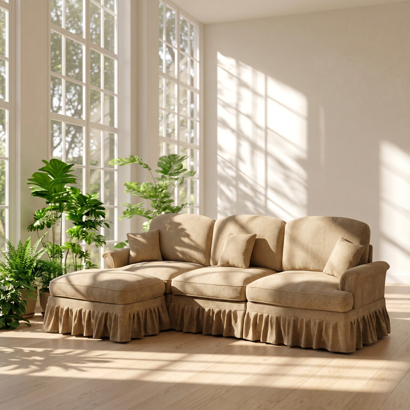 Canapé modulaire avec repose-pieds en chenille l 107,1 po x P 55,1 po x H 36,6 po Aurelia