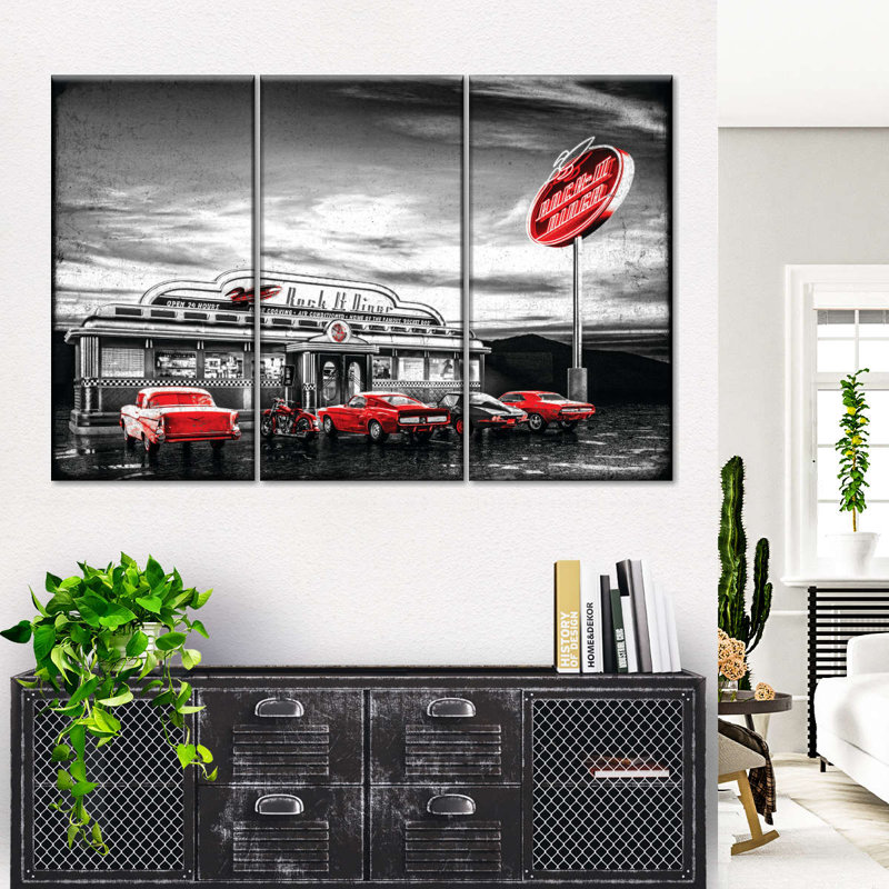 Impression sur toile American Diner Pop, H 28 po x l 45 po x P 1,25 po