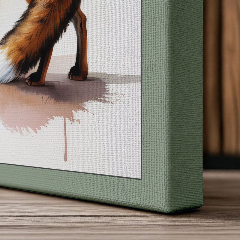 Alert Fox In Profile Boho - Print, 30x20 - 76.2 x 50.8 cm, Sage Border