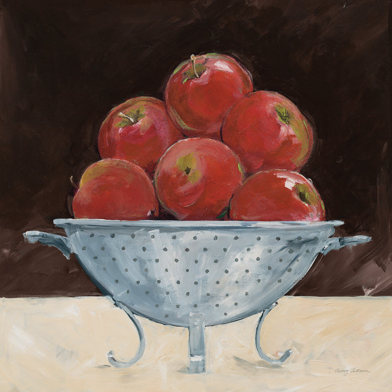 «Apples on Brown» par Avery Tillmon - reproduction d'art sur toile tendue, H 12 po x l 12 po, Pas de tapis