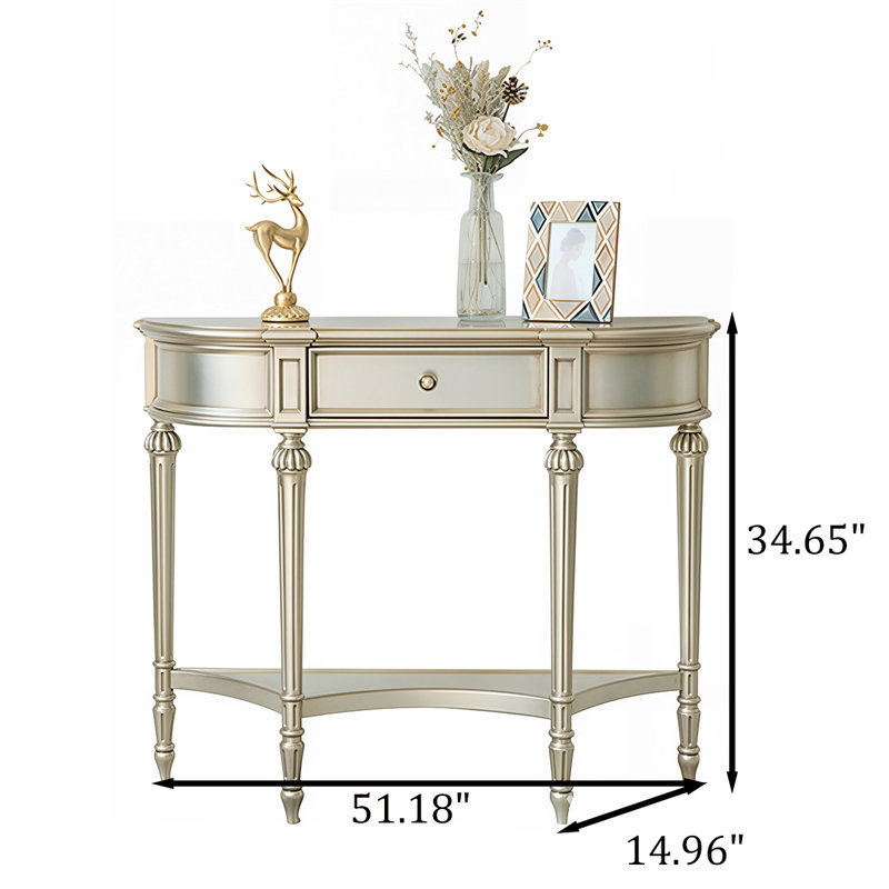Solid Wood Top Console Table, H 34,65 po x l 51,18 po x P 14,96 po
