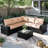 6 Pieces Outdoor Patio Furniture Set, With Cushions And Glass Coffee Table, Pe Rattan Outdoor Wicker Sectional Furniture Sofa Set-580523381