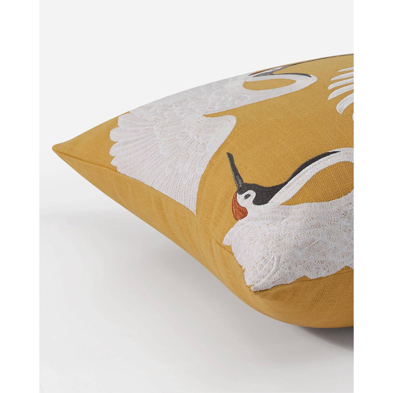 Golden Crane Throw Pillow, Gold