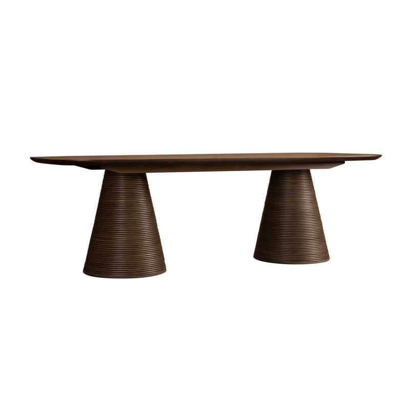 Creighton 96" Dining Table Medium Cinder Wood Finish, Modern Design