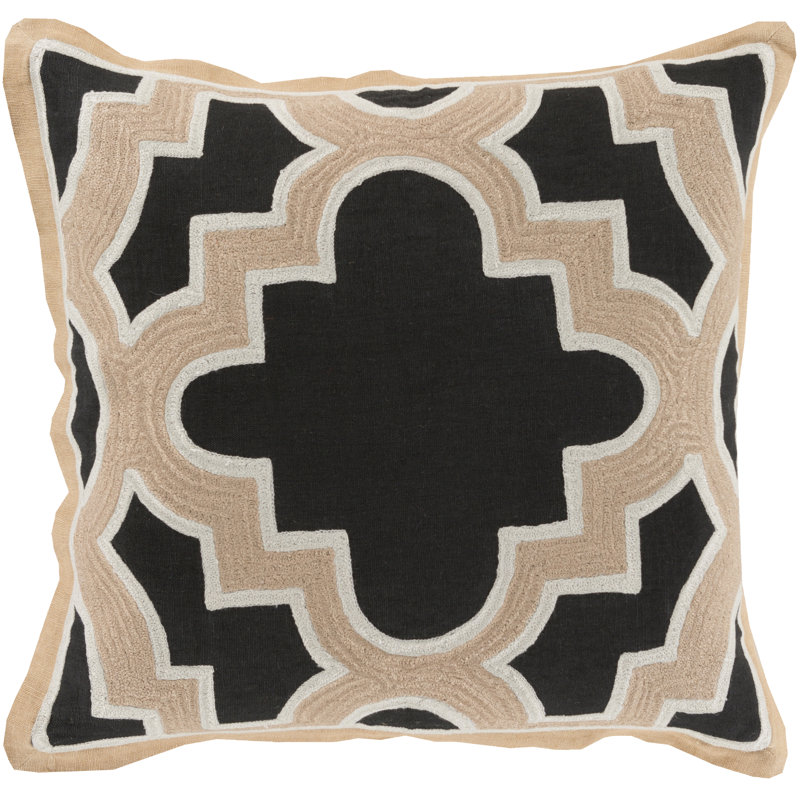 Alsip Cotton Throw Pillow, 18" H x 18" W x 4" D, Teal/Taupe, Polyester