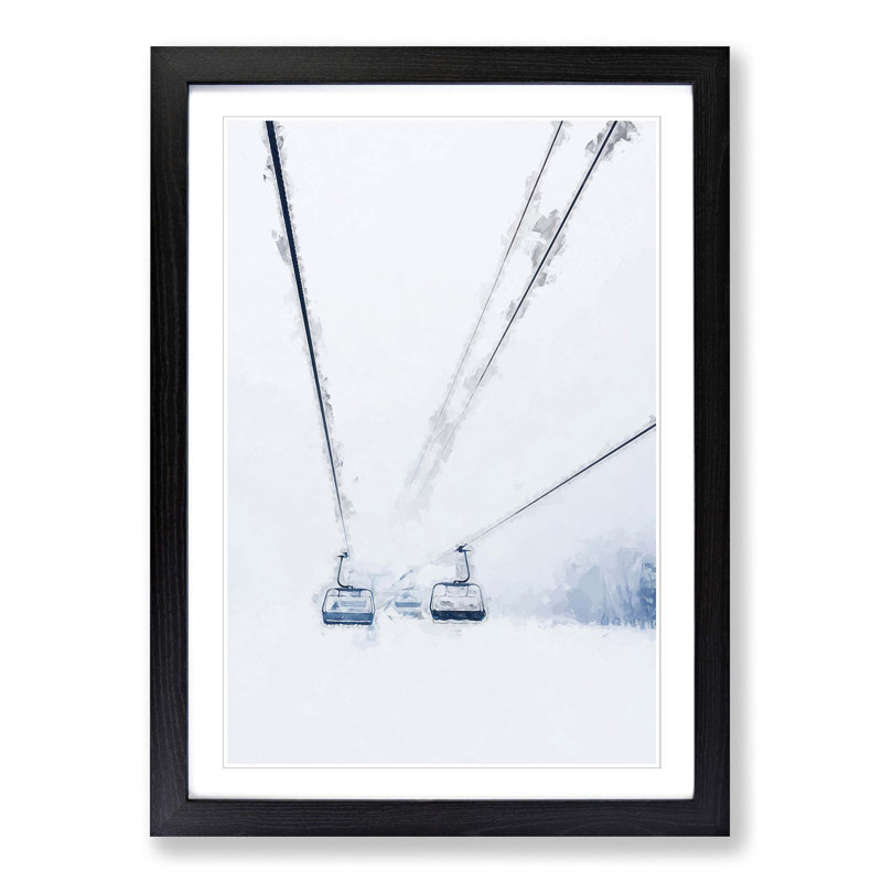 Ski Lift in Quebec Canada in Abstract - Picture Frame Graphic Art Print, 65cm H x 48cm W x 2cm D, Black Framed