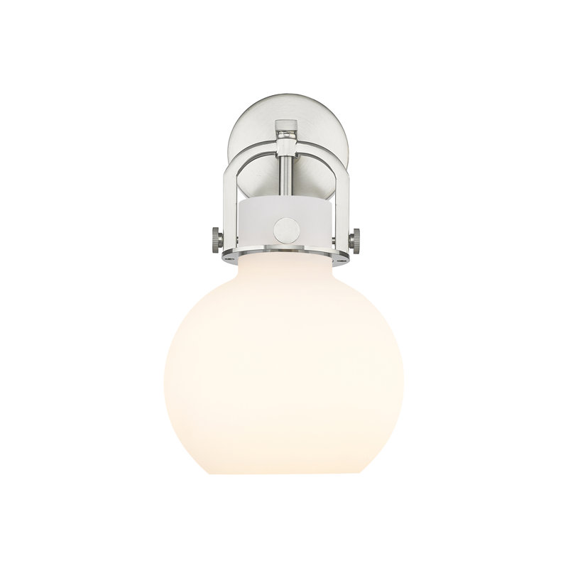 Applique murale 1 lumière 8 po Skippack, Blanc mat, Nickel satiné