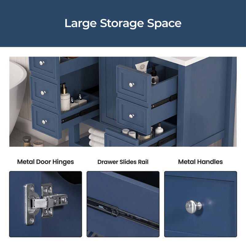 Base de meuble-lavabo simple 35,5 po seulement en bleu