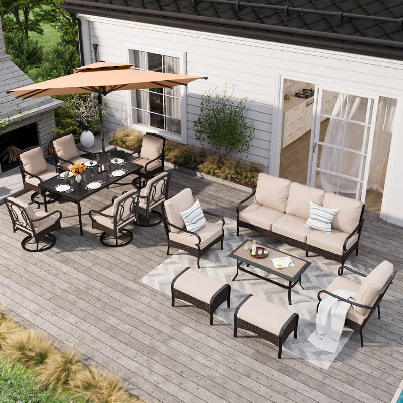 13-person outdoor patio furniture sets , 28.5" H x 64" L x 39" D