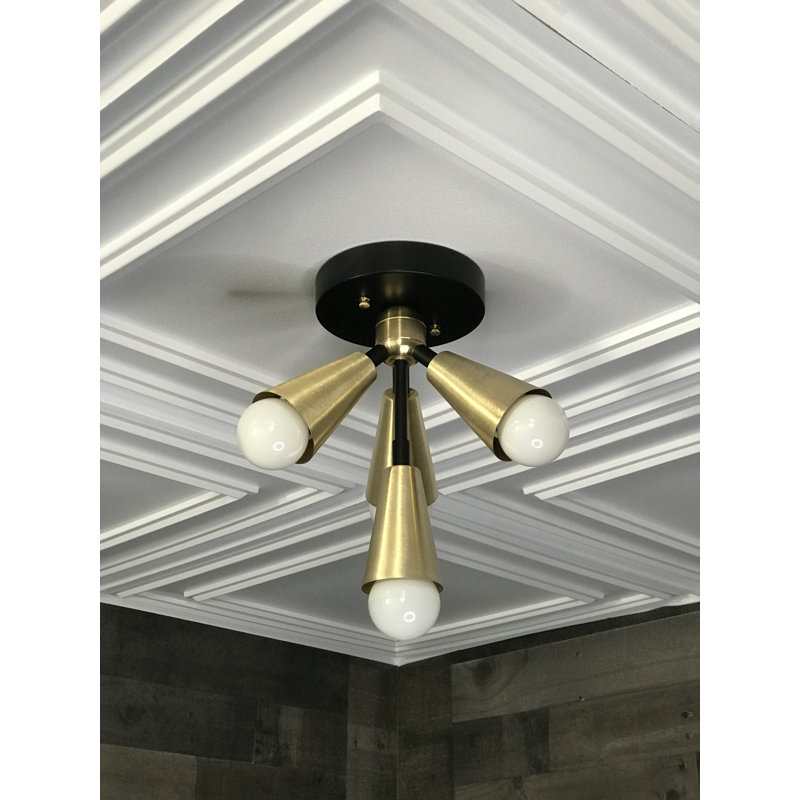 Nika Semi Flush Mount, Black/Brass