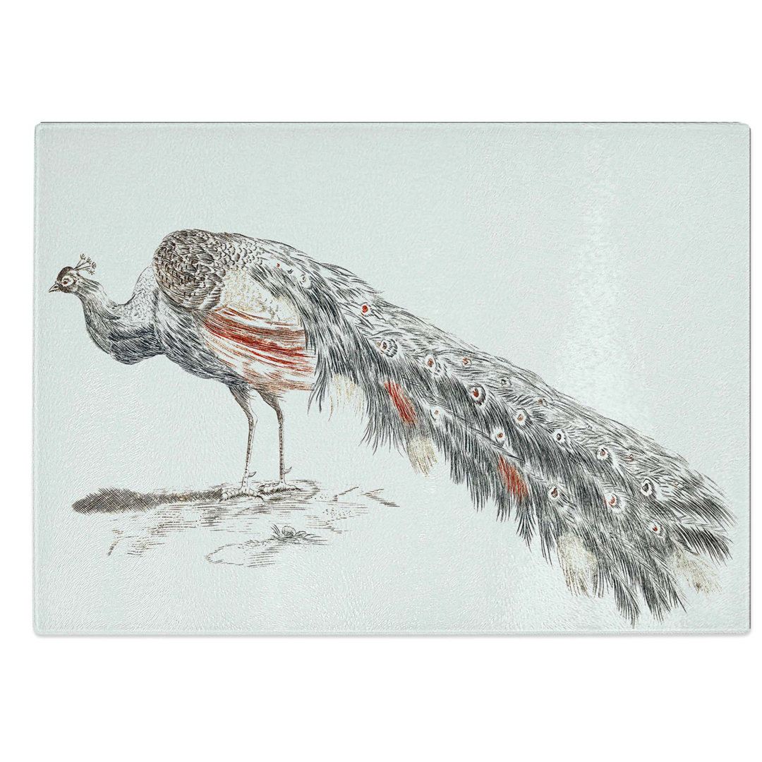 Glass Illustration of A Peacock by Johan Teyler Chopping Board