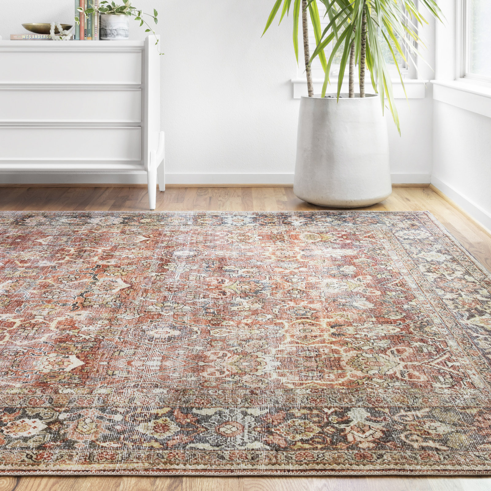Portman Spice Orange Blue Oriental Rug, Rectangle 2'3" x 3'9"
