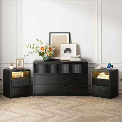 3 Pieces Modern Bedroom Set, 7-drawer Dresser & 2 Nightstands, Multi-use Cabinet For Bedroom Dresser, Tv Stand & Sofa End Table