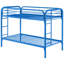 Lit simple au-dessus d'un lit superposé en métal bleu - Lignes et caractéristiques épurées, pour une option d'aménagement de chambre à coucher, polyvalente et élégante, garde-corps de sécurité, cas d'utilisation