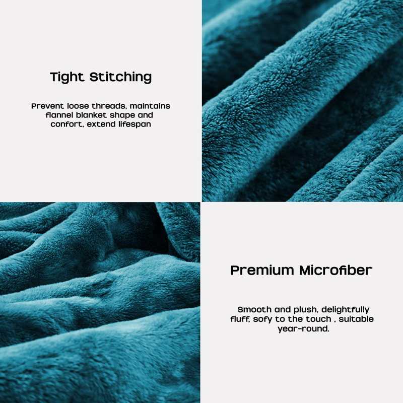 Luxury Double-Sided Mink Flannel Fleece Throw Blanket, Teal, Throw ( 50 x 60 )