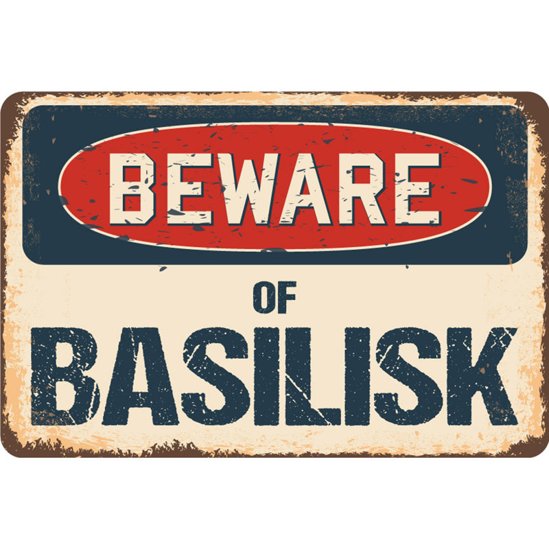 Barthélémy, attention au basilic, H 3,5 po x l 5 po x P 0,1 po