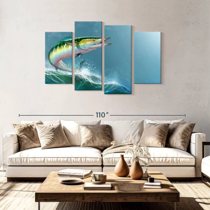 Brampt Wave Riding Wahoo Fish, 48" H x 75" W
