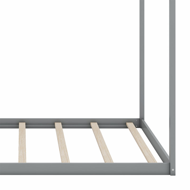 Lit en bois avec tête de lit, Gris, Grand lit