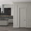 Porte intérieure simple pré-suspendue en composite avec noyau blanc à gauche avec charnières noires mates gaucher-93861293-91485611-91485606