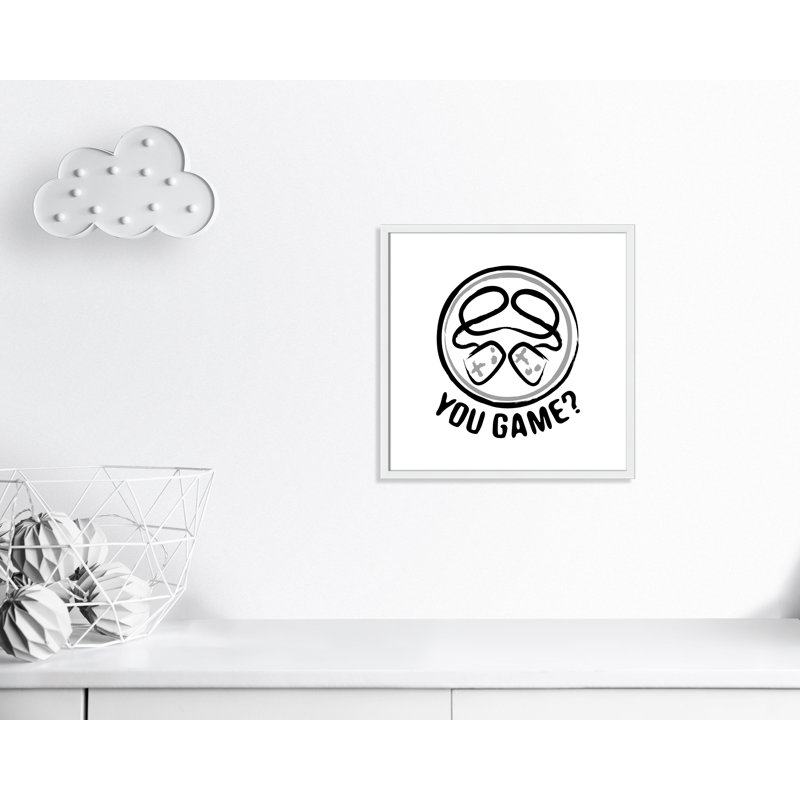 Décoration murale pour enfants avec emblème de jeu, H 23,5 po x l 23,5 po x P 1,19 po, Encadré de boîte blanc