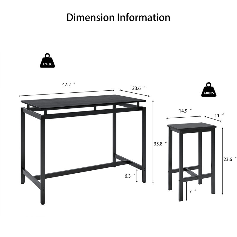 Bremer 4 - Person Four Leg Dining Set, Normal Black, Black