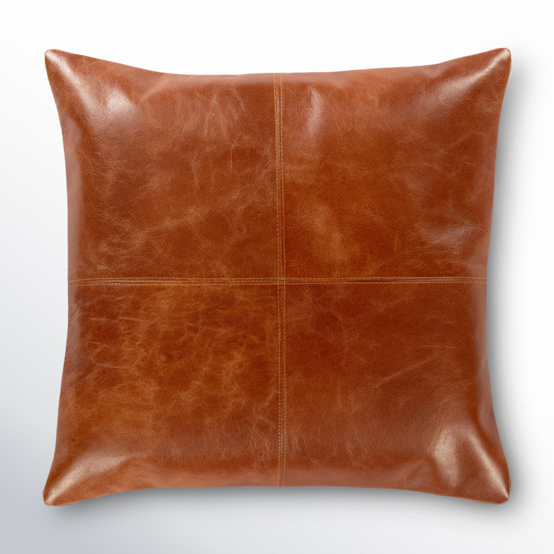 Emily Leather/Suede Throw Square Pillow, Pillow Cover Only - No Insert